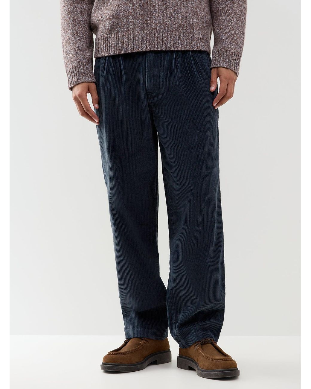 Farah Blue Adam Archive Organic Twin Pleat Trousers for men