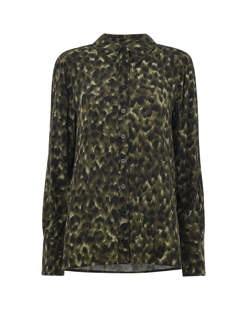 Whistles Green Animal Print Collared Shirt