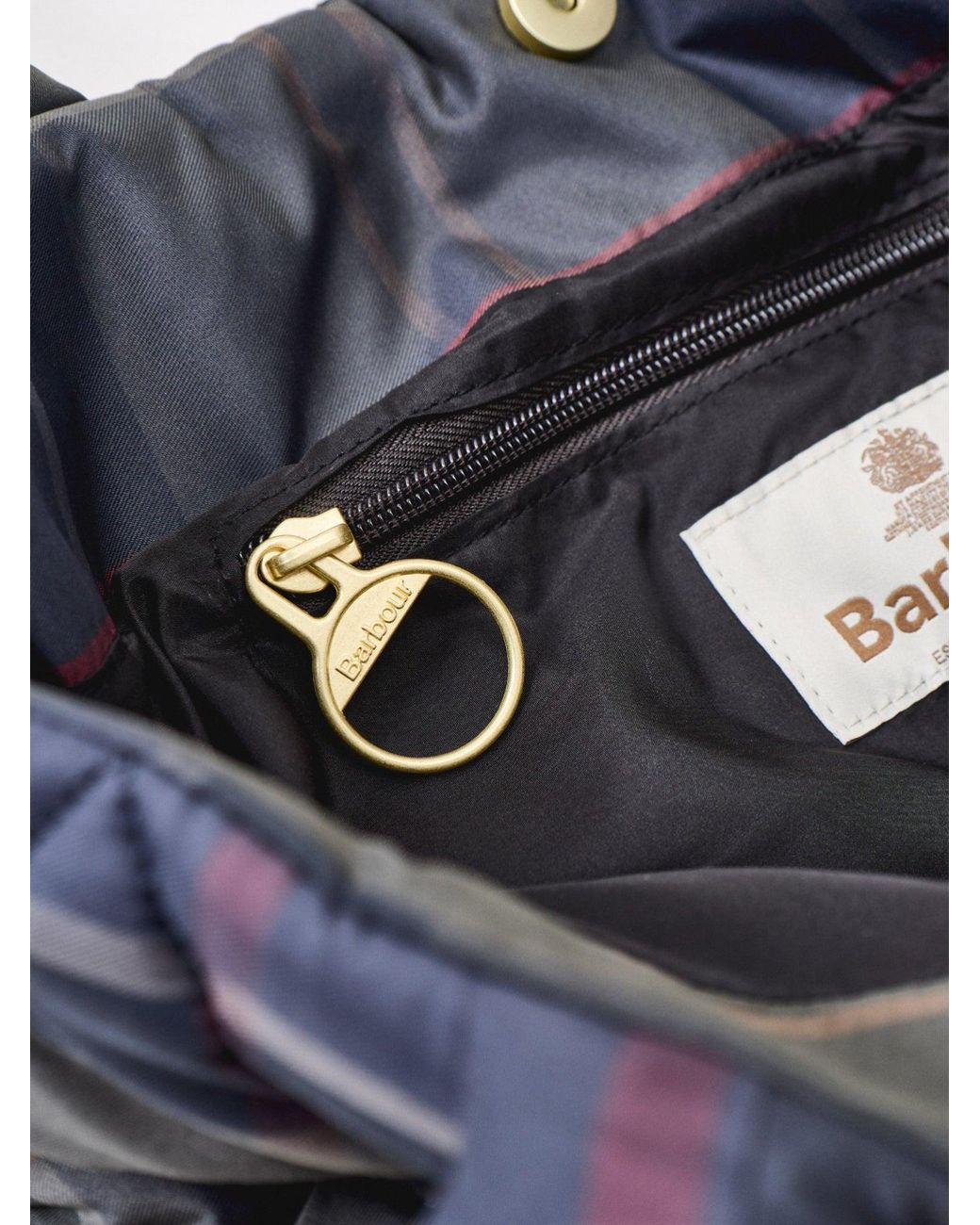 Barbour Blue Tartan Arlene Quilted Tote Bag