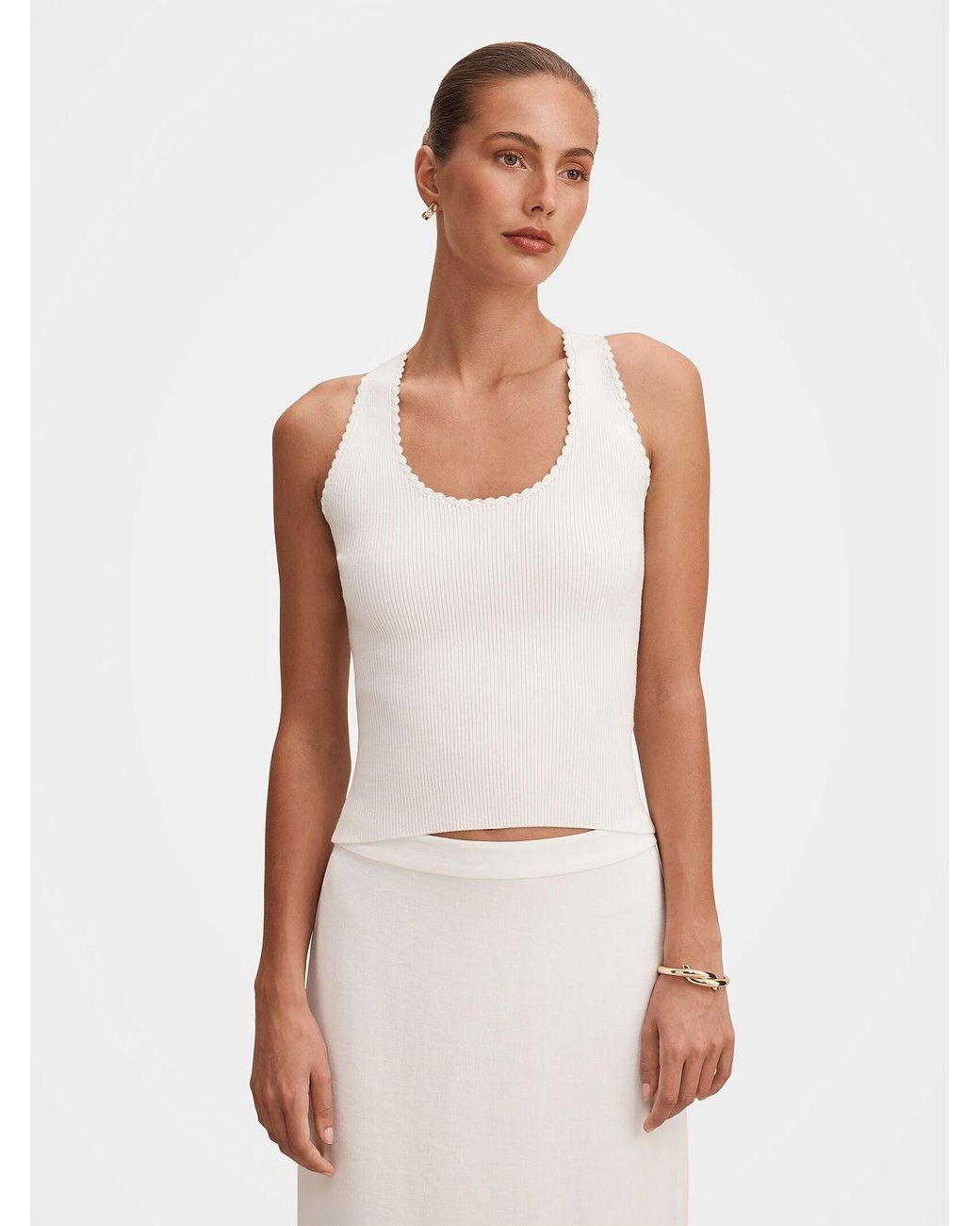 Forever New White Bree Crochet Detail Knit Tank Top