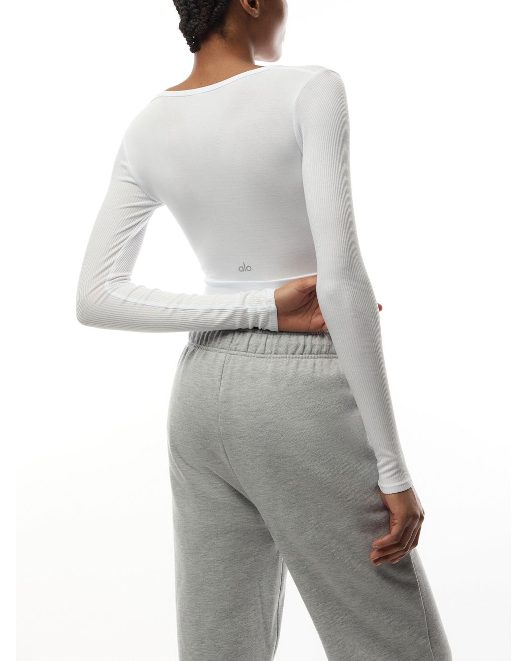 Alo Yoga Cover Long Sleeve Top in White | Lyst UK