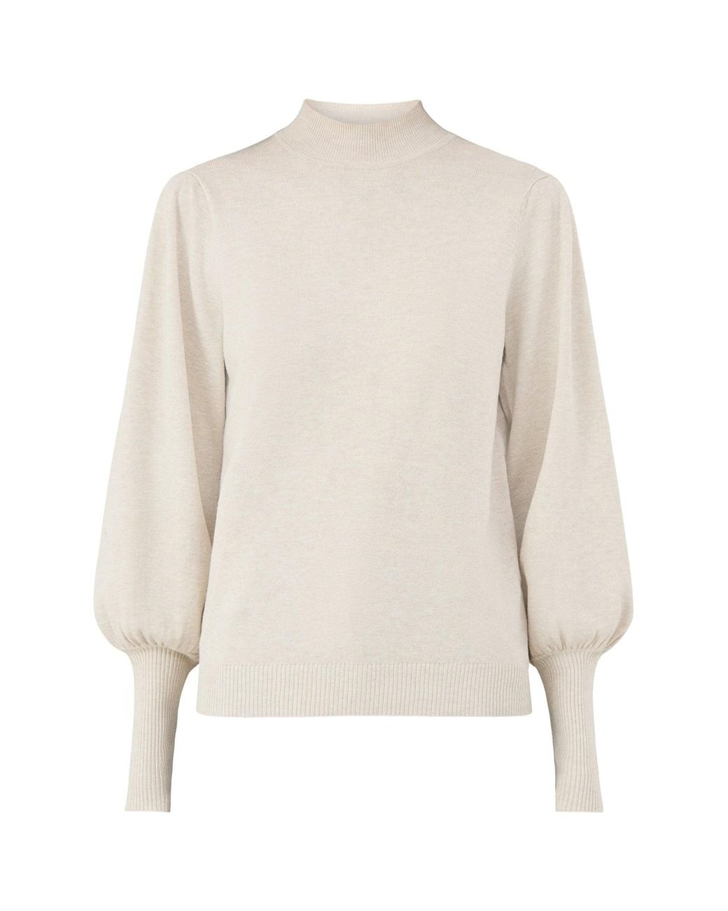 Soya Concept White Dollie 666 Long-Sleeved Mock Neck Knitted Jumper