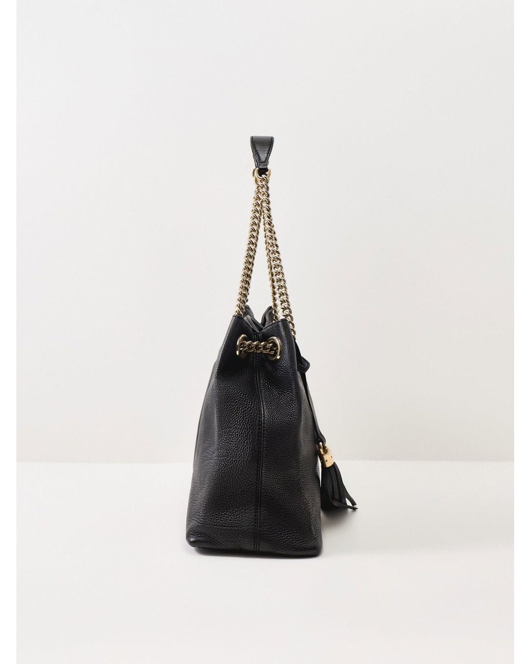 Le Prix Black Gucci Soho Pebble Calfskin Chain Tote Bag –