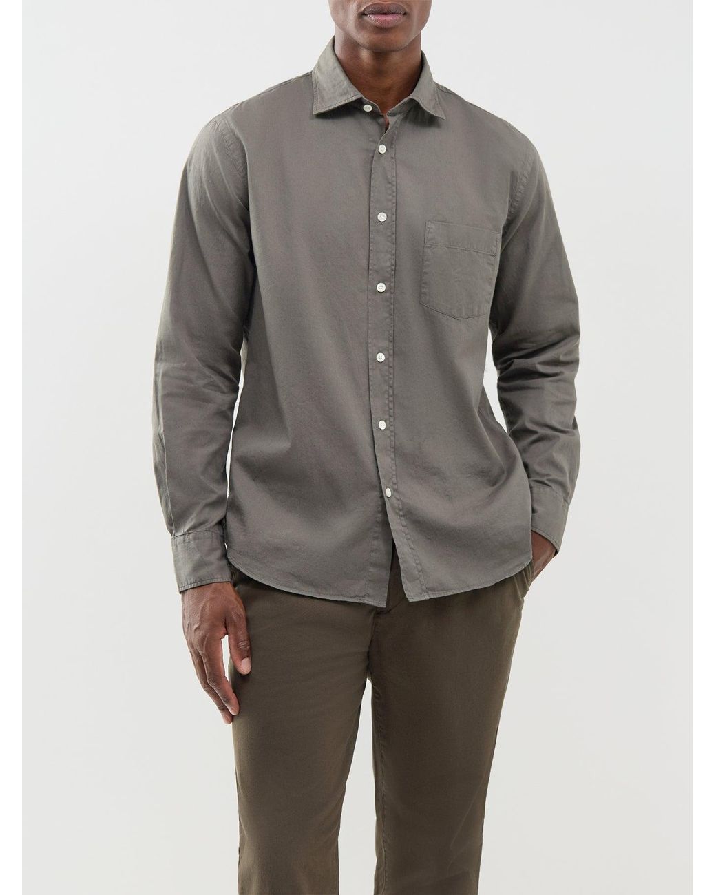 Hartford Gray Paul Peach Twill Shirt for men