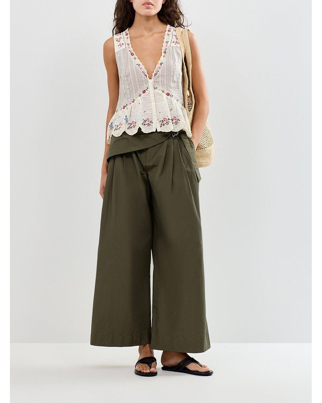 Free People White Ellis Blouse Neutral