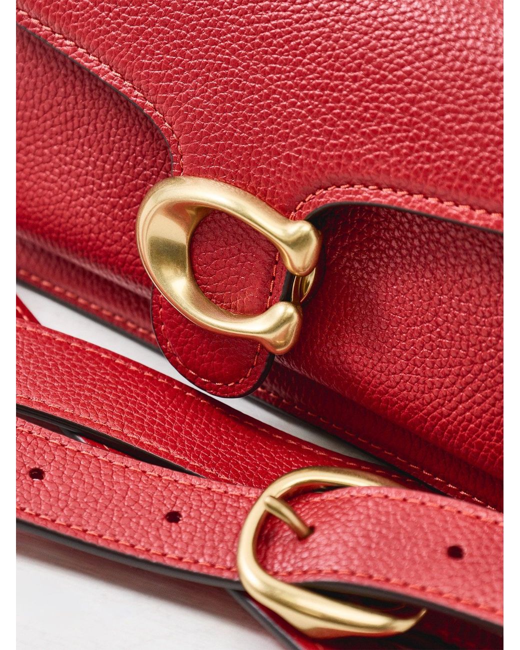 COACH Red Polished Pebble Tabby Shoulder Bag B4 Poppy