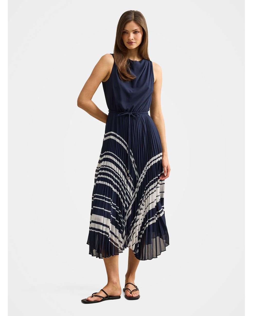 Forever New Blue Addie Pleated Midi Dress