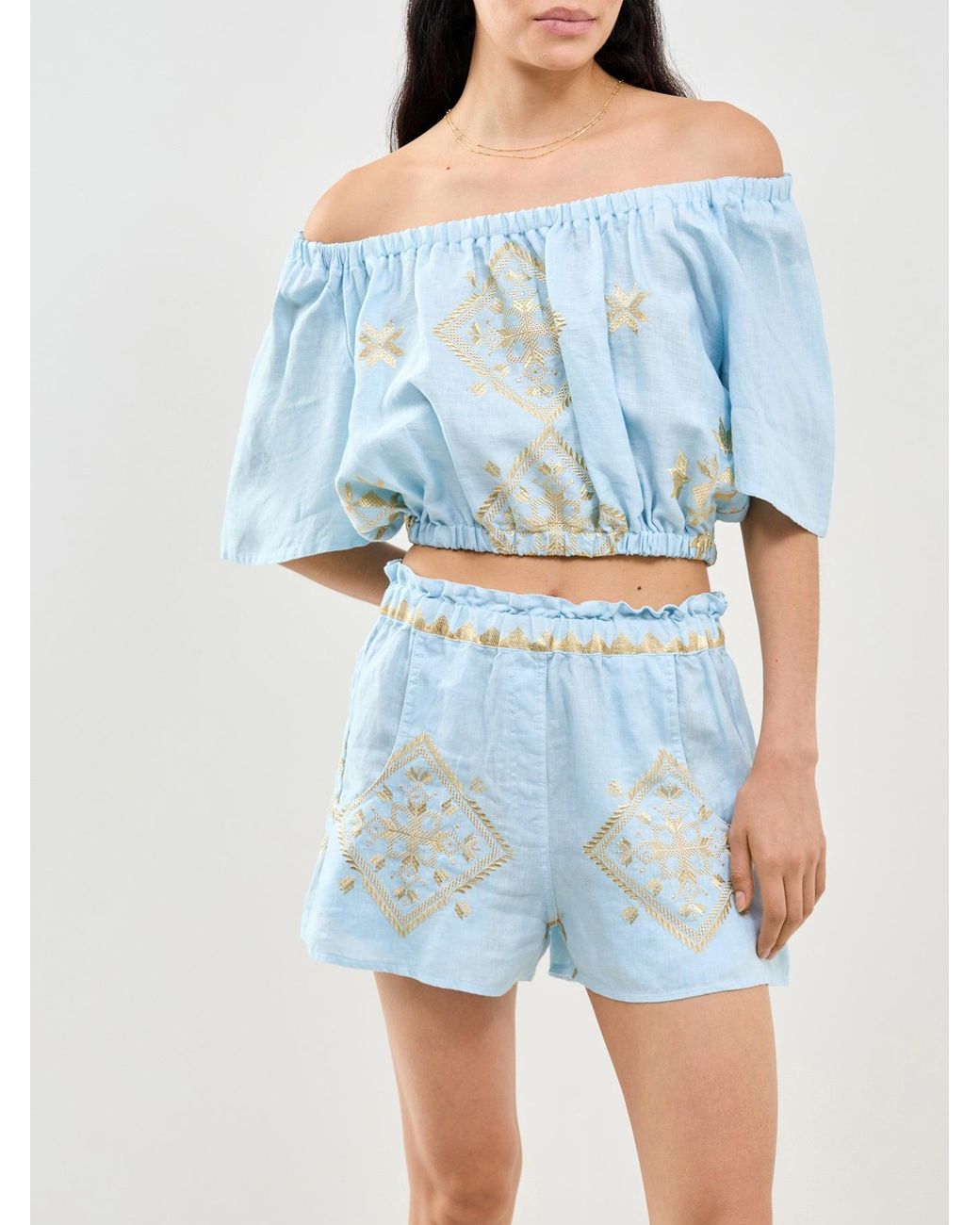 Kori Blue Lefkada Cropped Blouse