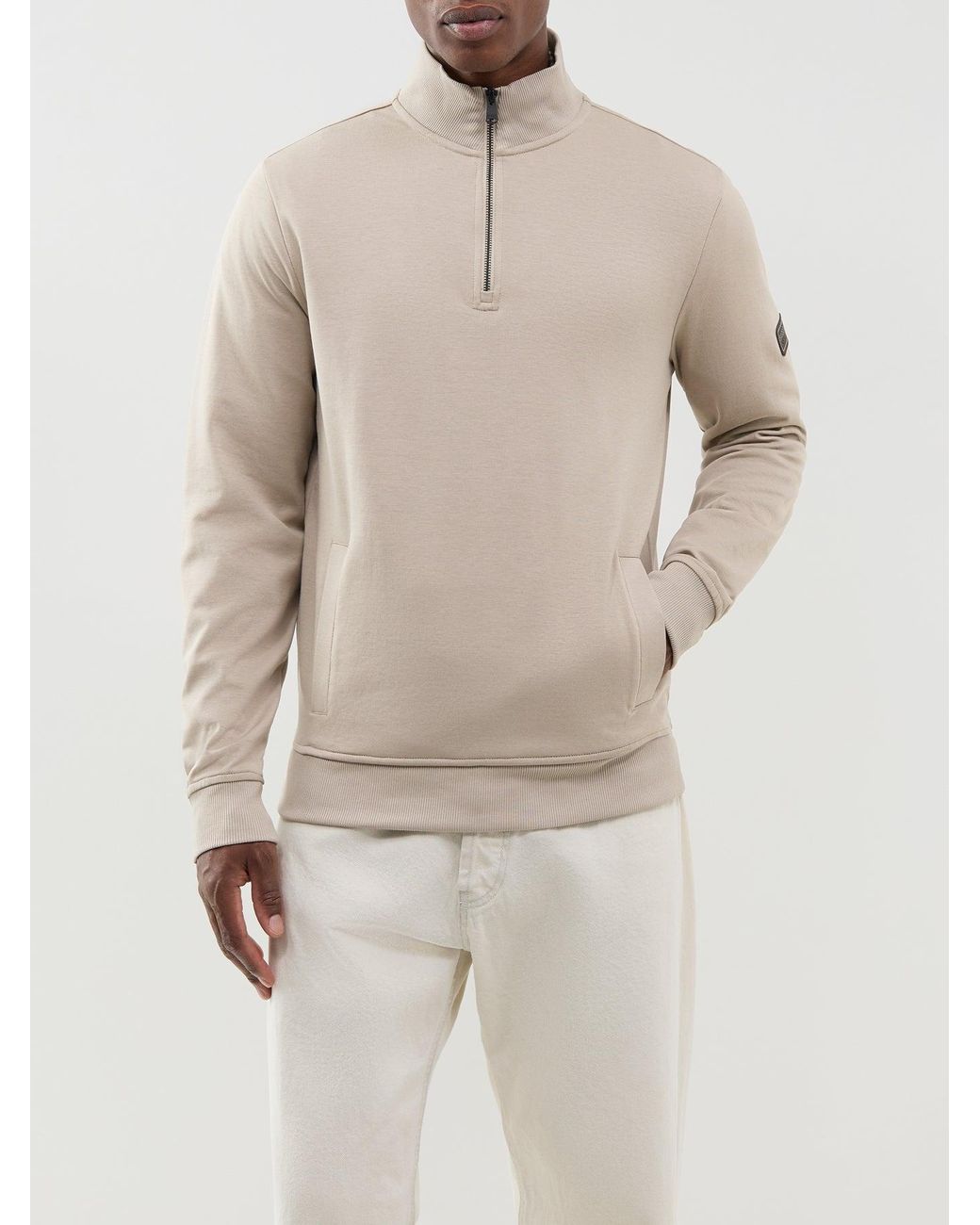 Barbour White Ilford Interlock Funnel Neck Sweatshirt Cream for men