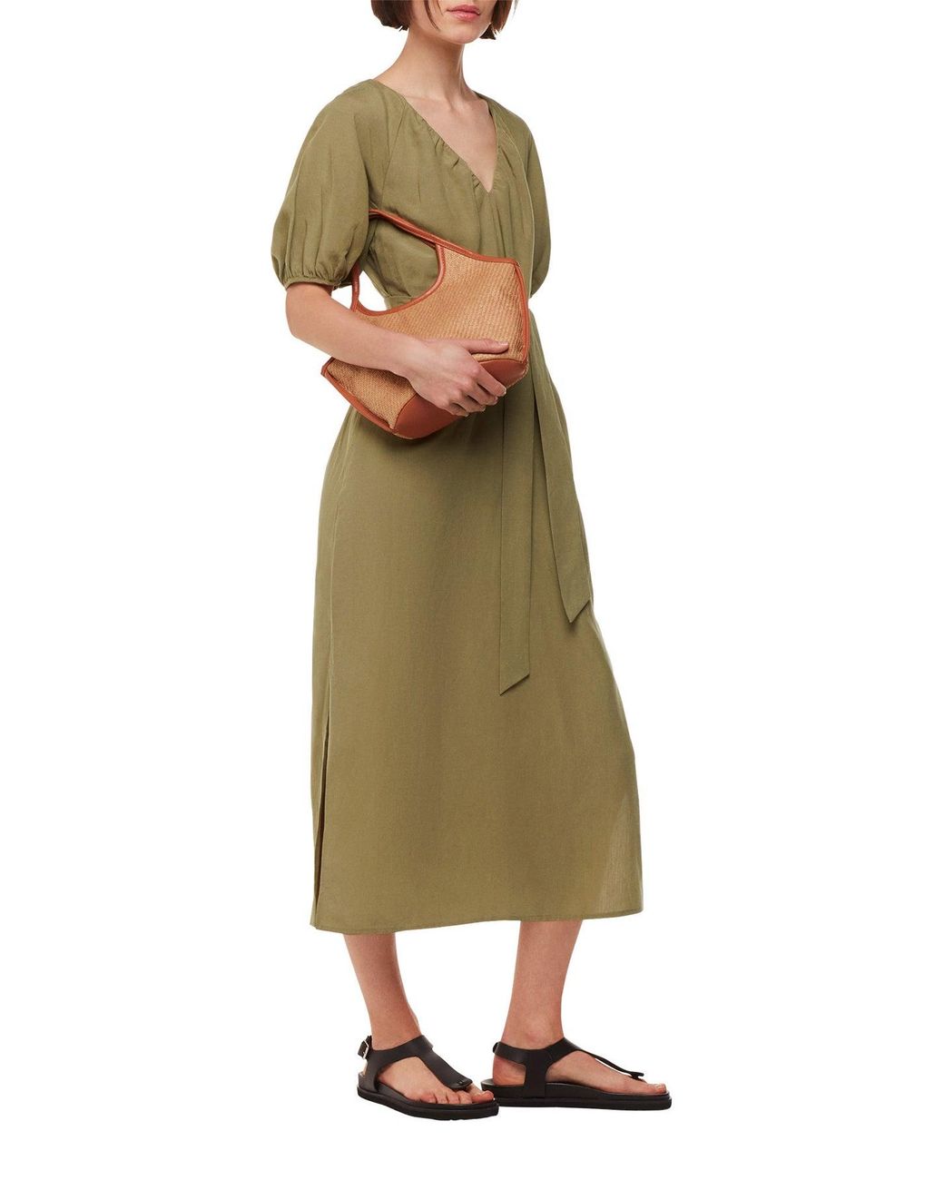 Whistles Green Ariella Blend Midi Dress