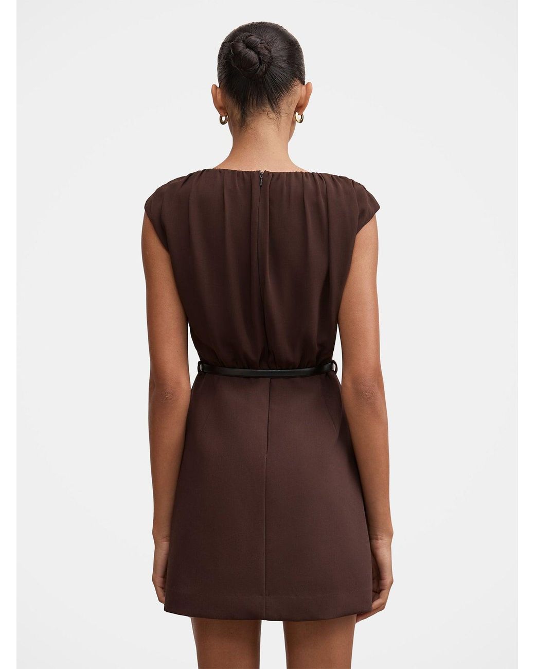 Forever New Brown Quinn Gathered Bodice Mini Dress