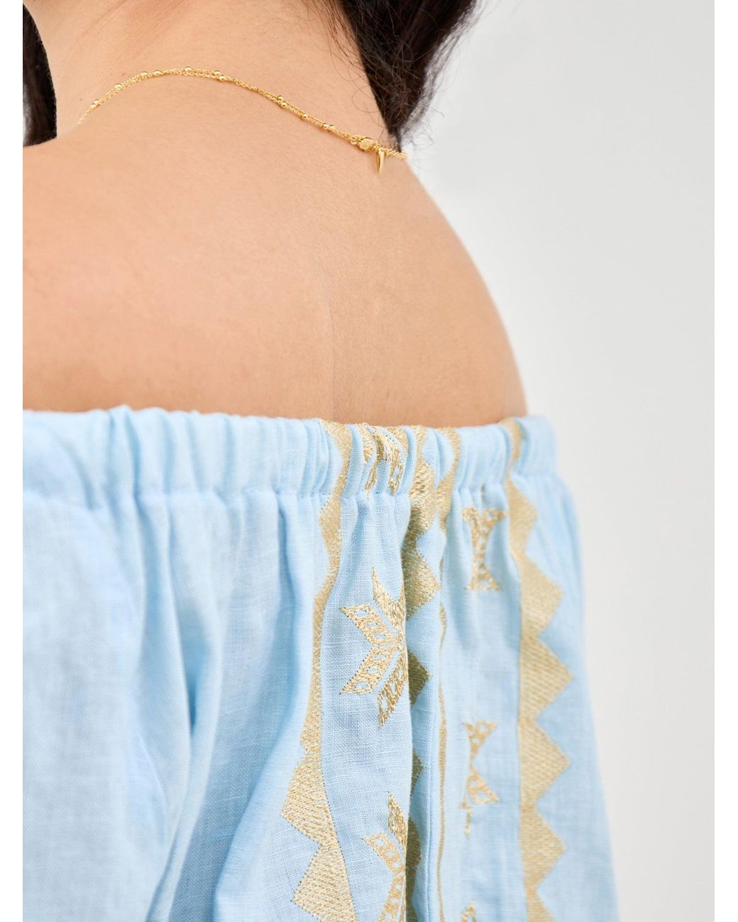 Kori Blue Lefkada Cropped Blouse