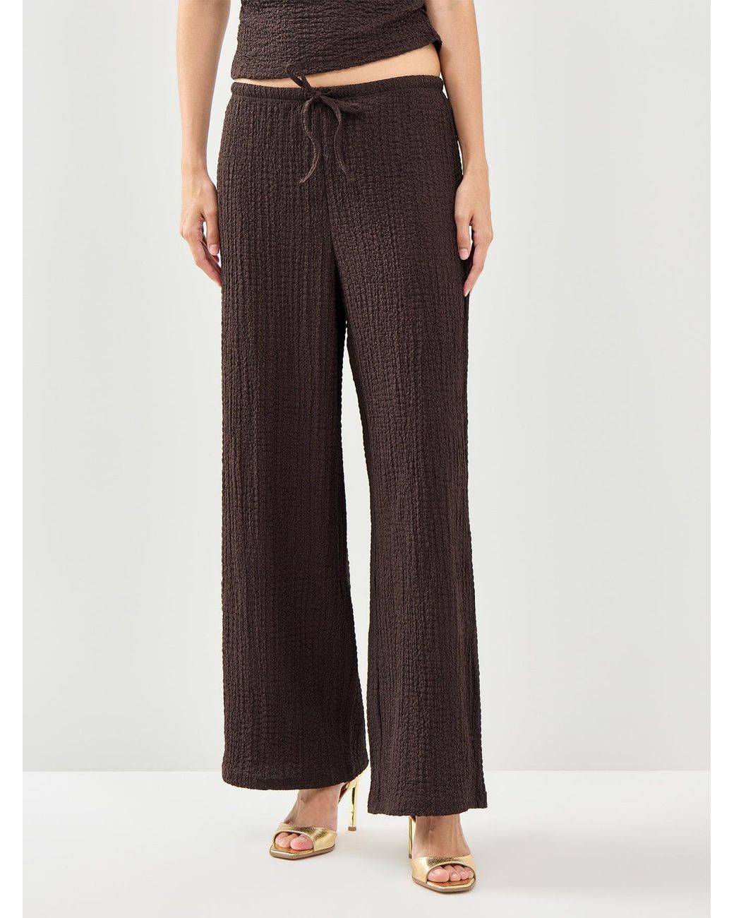 ONLY Brown Erikka Wide Leg Trousers
