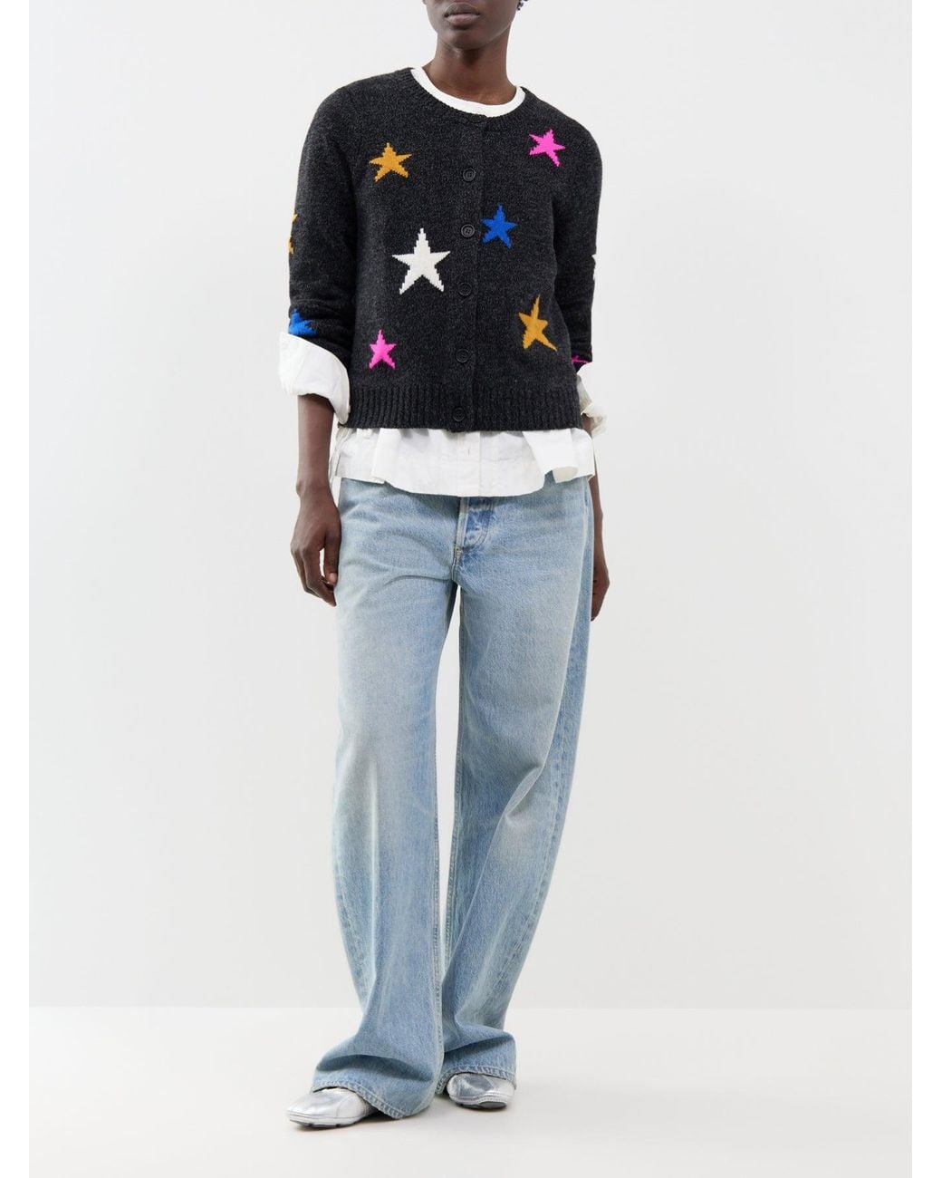 Chinti & Parker Blue Star Round Neck Cardigan