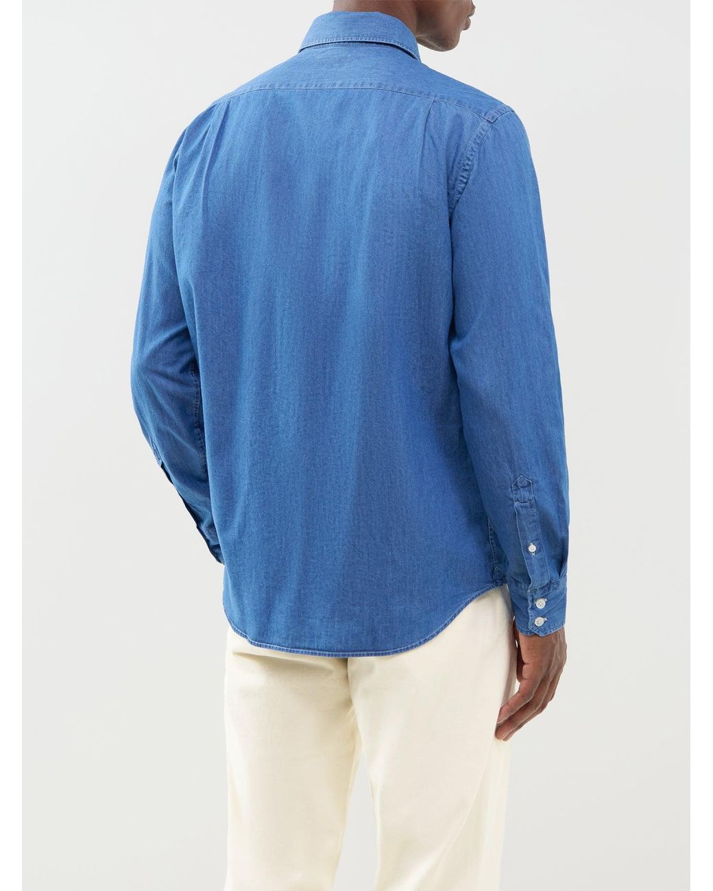 Hartford Blue Paul Light Denim Shirt for men