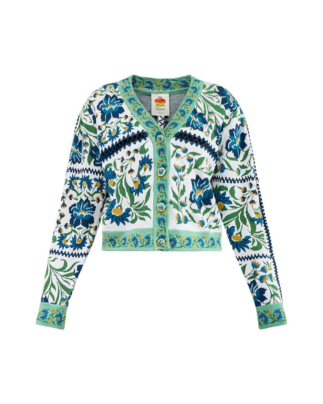 Farm Rio Green Manoela Knit Cardigan Multi