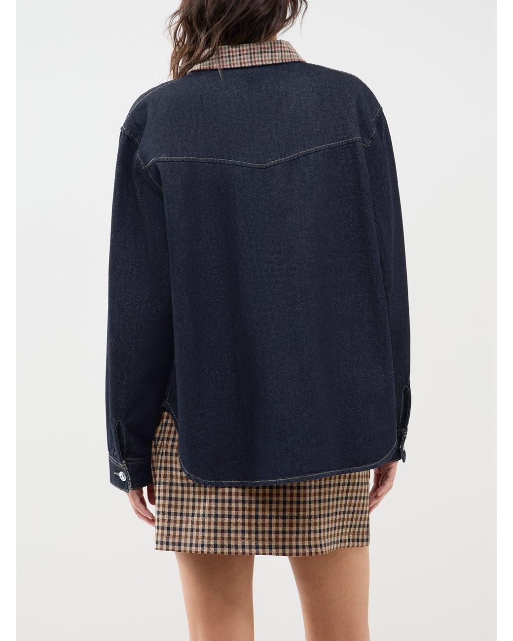 ONLY Blue Vera Check Denim Shirt –