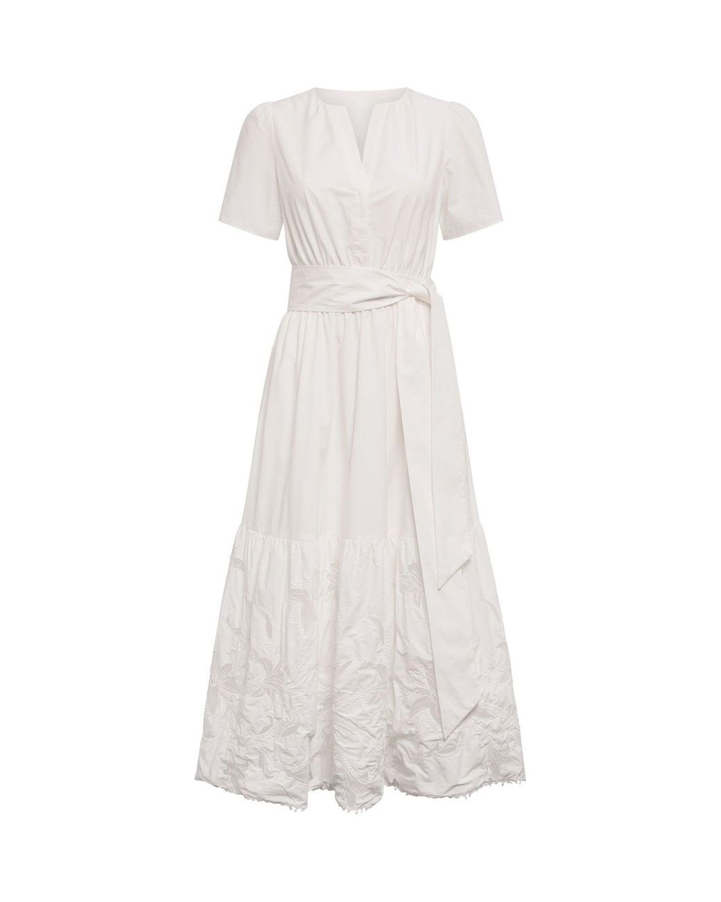 Forever New White Matilda Embroidered Tie Midi Dress