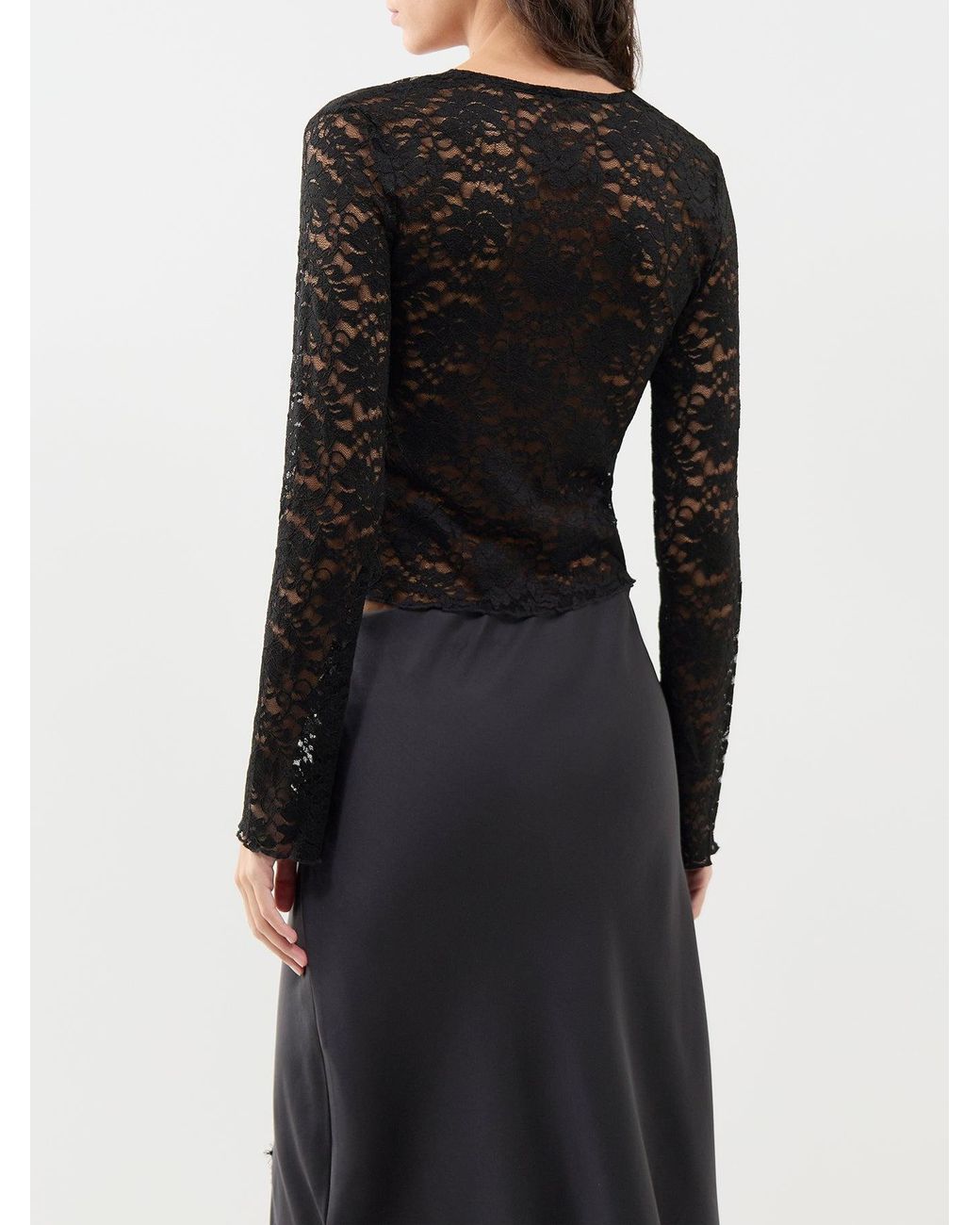 ONLY Black Nikka Long Sleeve Lace Top –