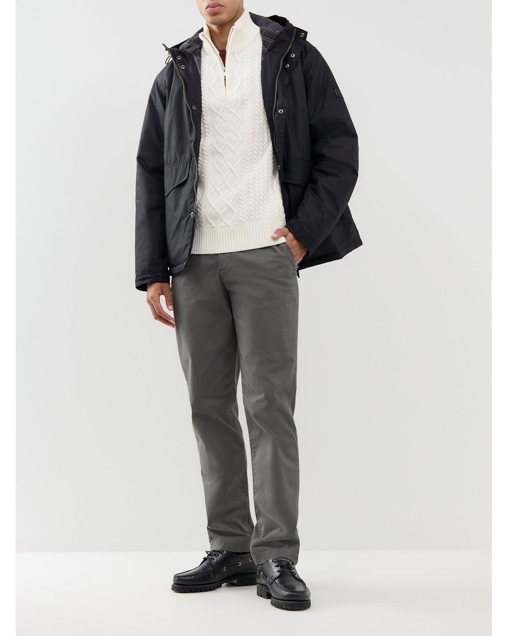 Gant White Blend Cable Knit Half Zip Jumper for men