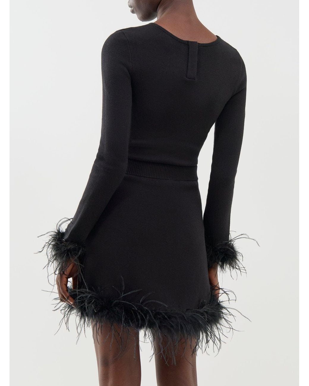 Never Fully Dressed Black Feather Bodysuit –