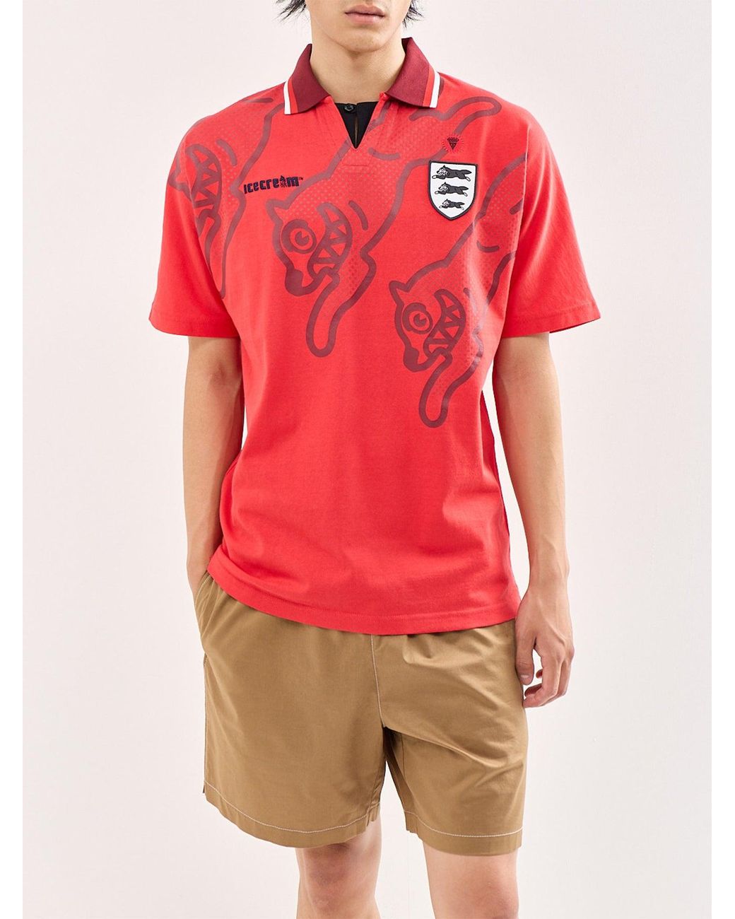 ICECREAM Red Running Dog Football Shirt for men