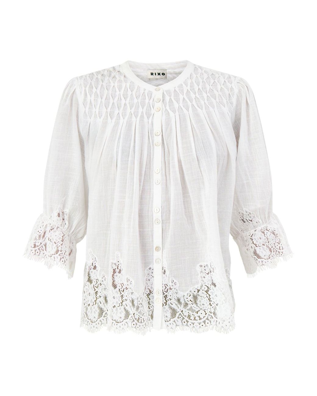Rixo White Erika Blouse