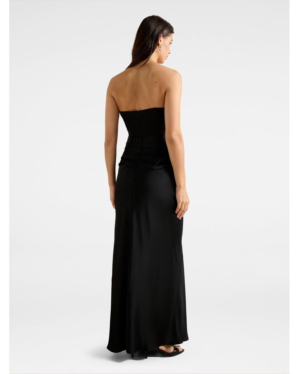 Forever New Black Isra Drape Strapless Maxi Dress