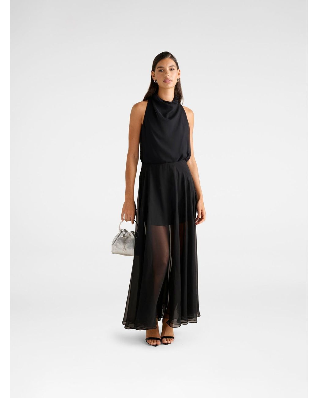 Forever New Black Ayla Draped Halter Neck Top