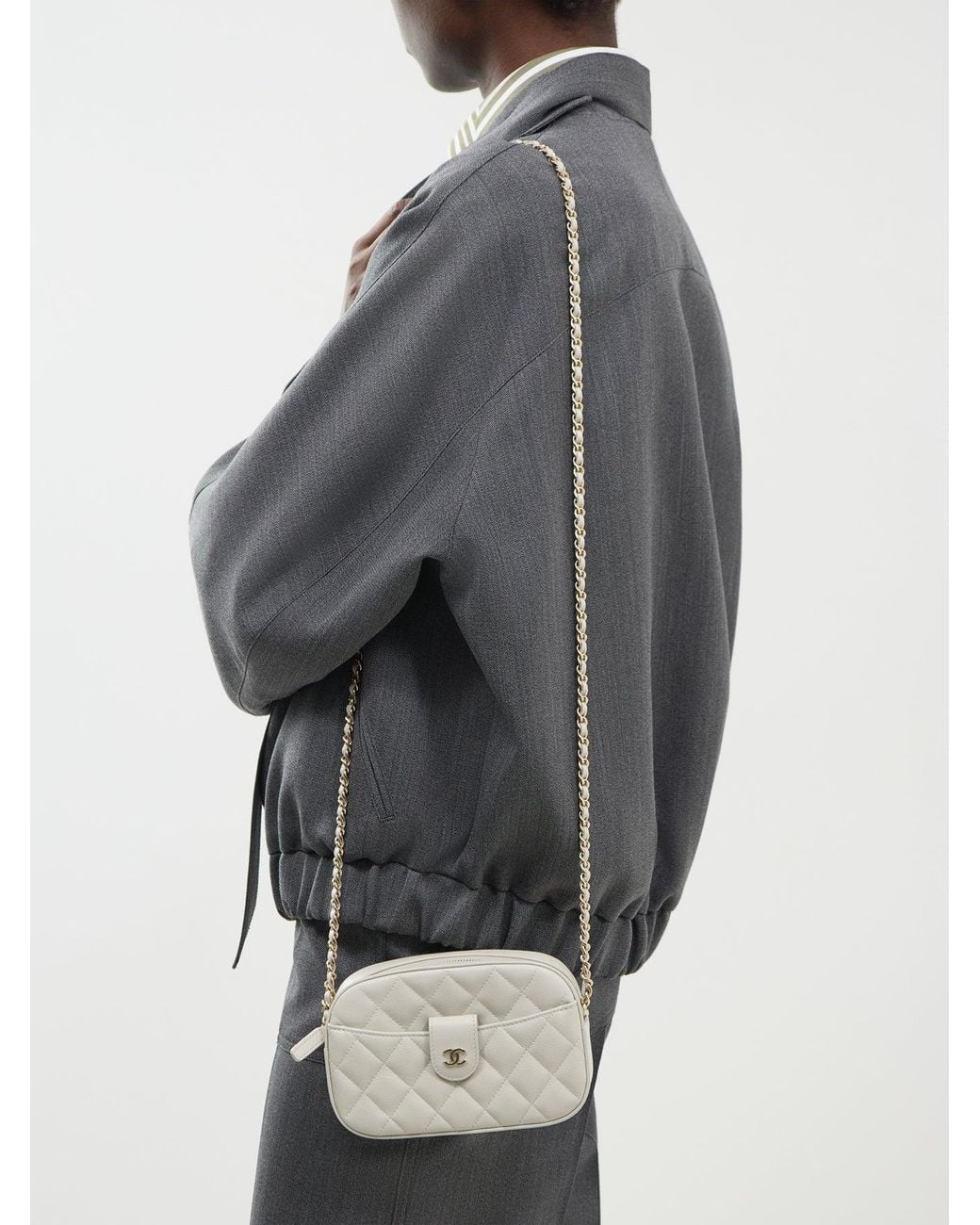 Le Prix White Coach Quilted Grained Calfskin Camera Case Shoulder Bag –