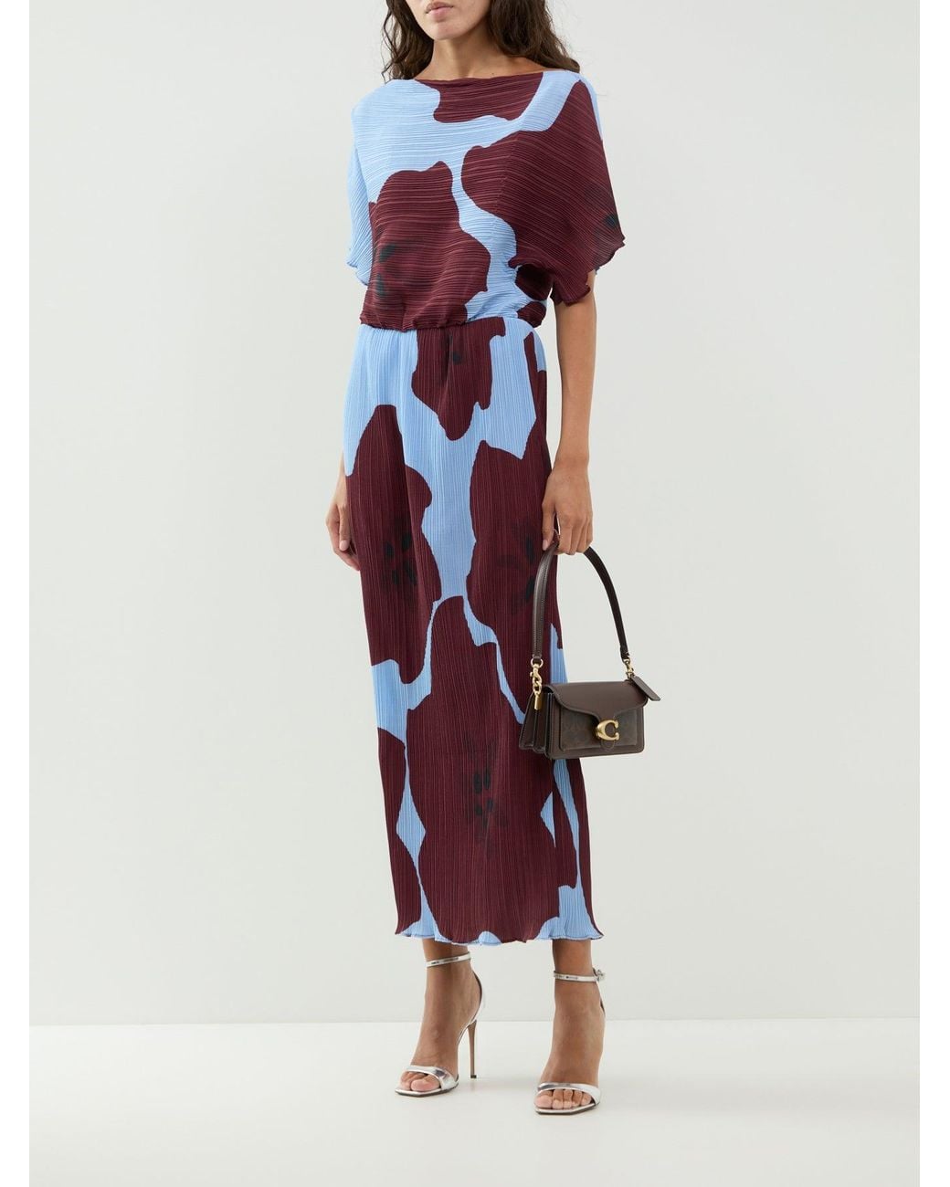 Never Fully Dressed Purple Tilly Floral Plissé Maxi Dress