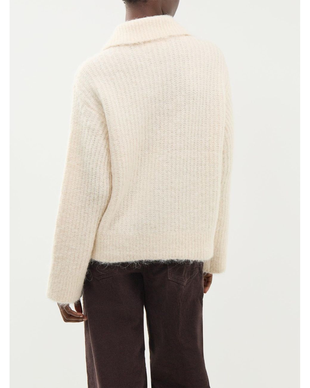 SELECTED White Alpaca Blend Gabriella Long-Sleeved Zip Cardigan