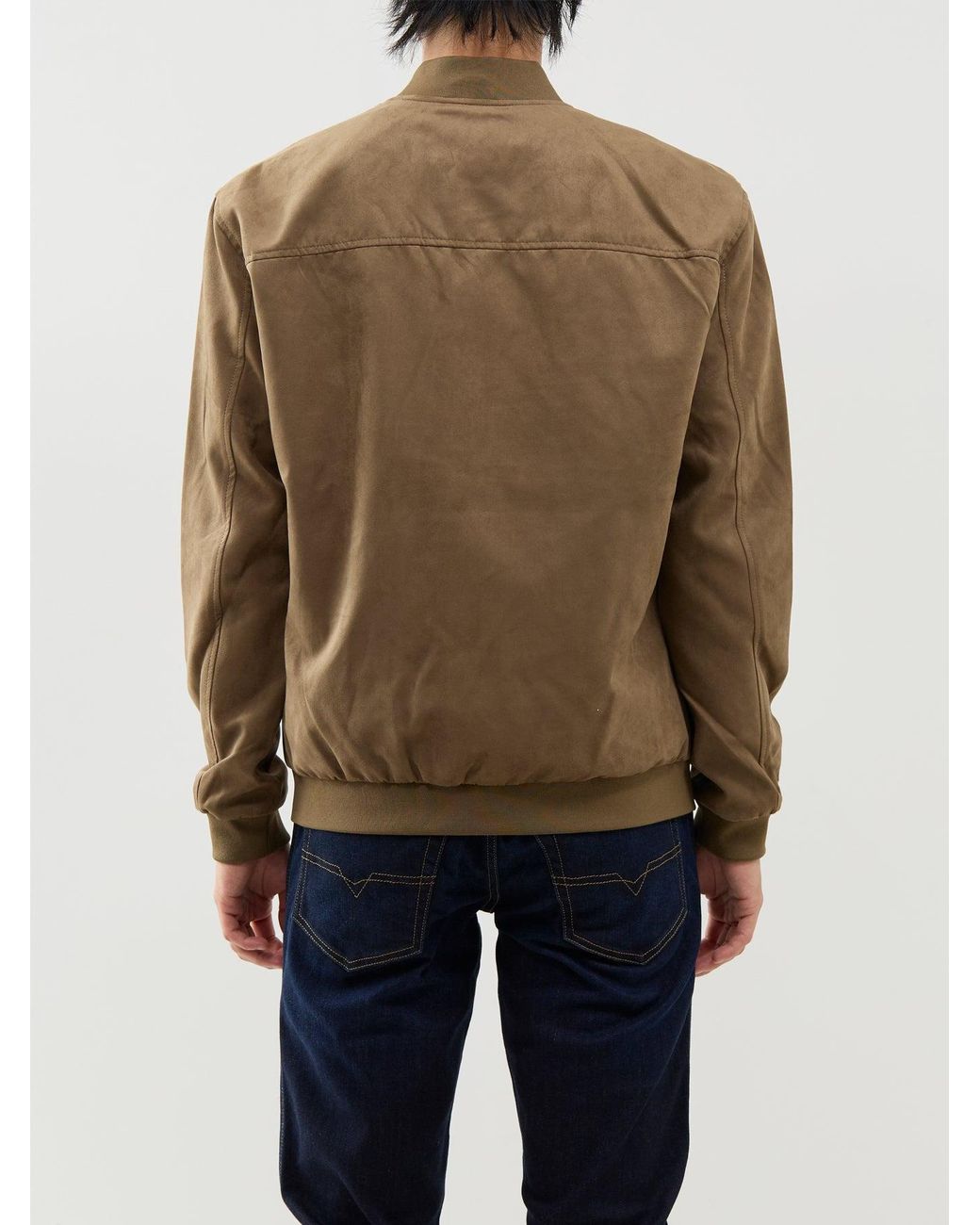 Only & Sons Brown Faux Suede Bomber Jacket – Tan for men