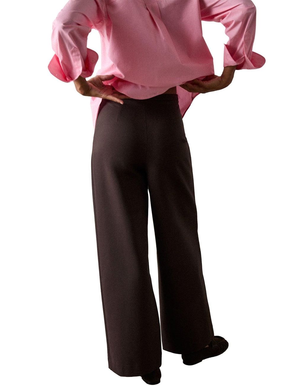 Whistles Brown Ponte Wide Leg Trouser