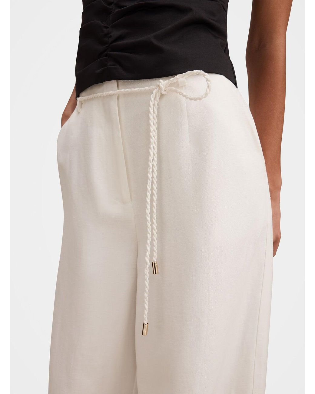 Forever New White Myla Wide Leg Trousers