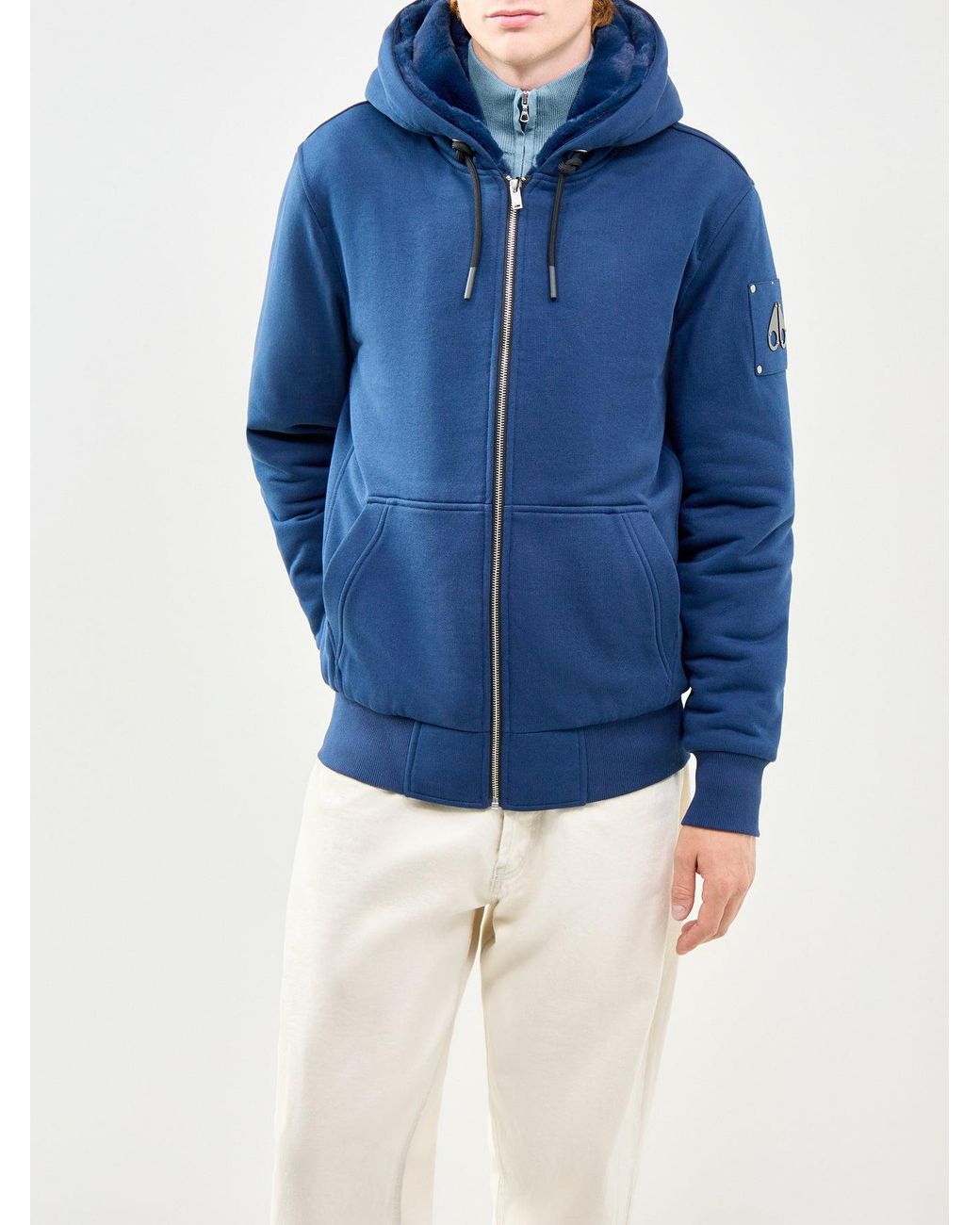 Moose Knuckles Blue Classic Bunny Zip Hoodie Nightfall for men