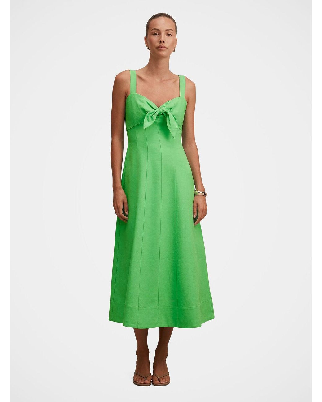 Forever New Green Kara Tie Front Midi Dress