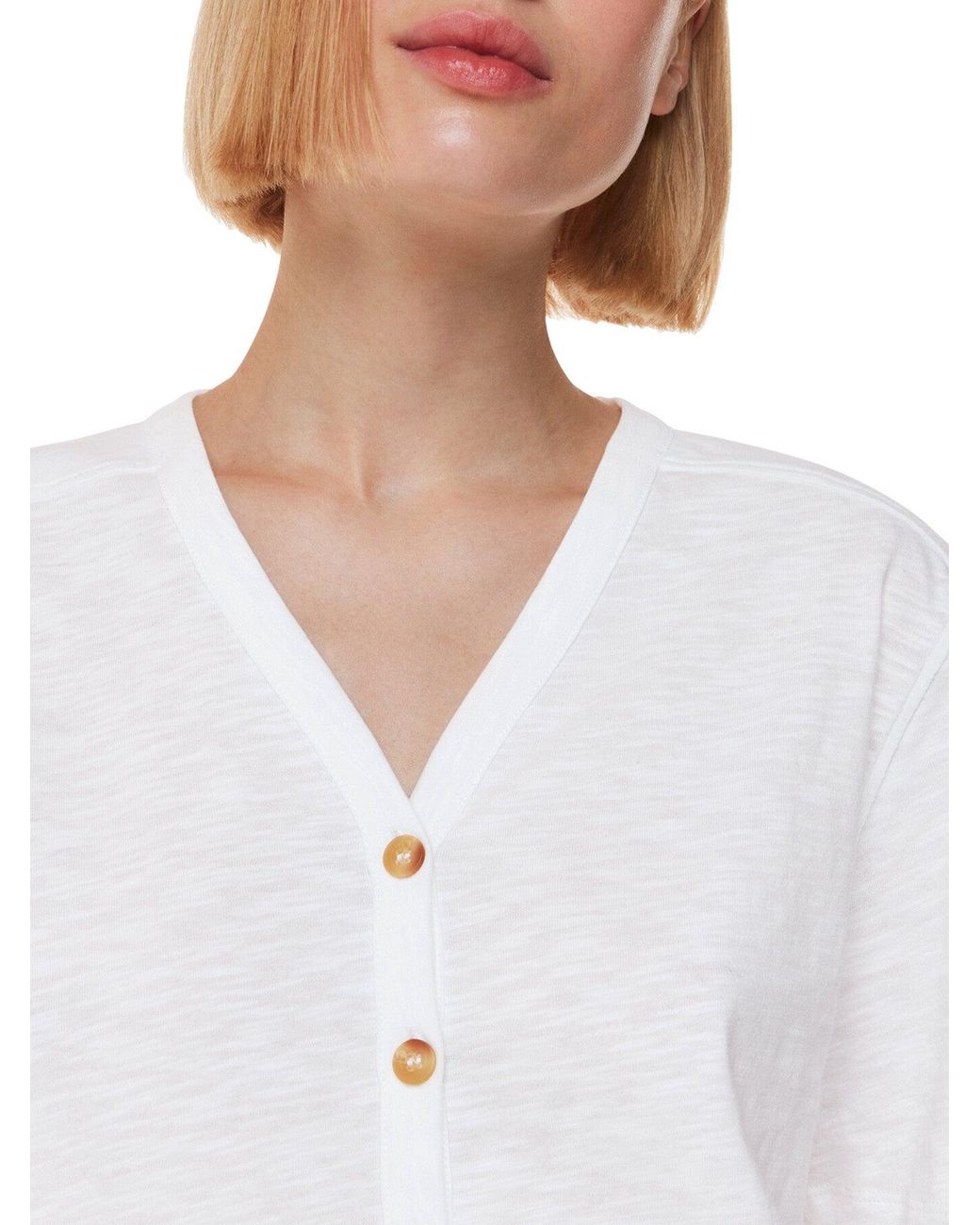 Whistles White Ella V Neck Button Through Tee
