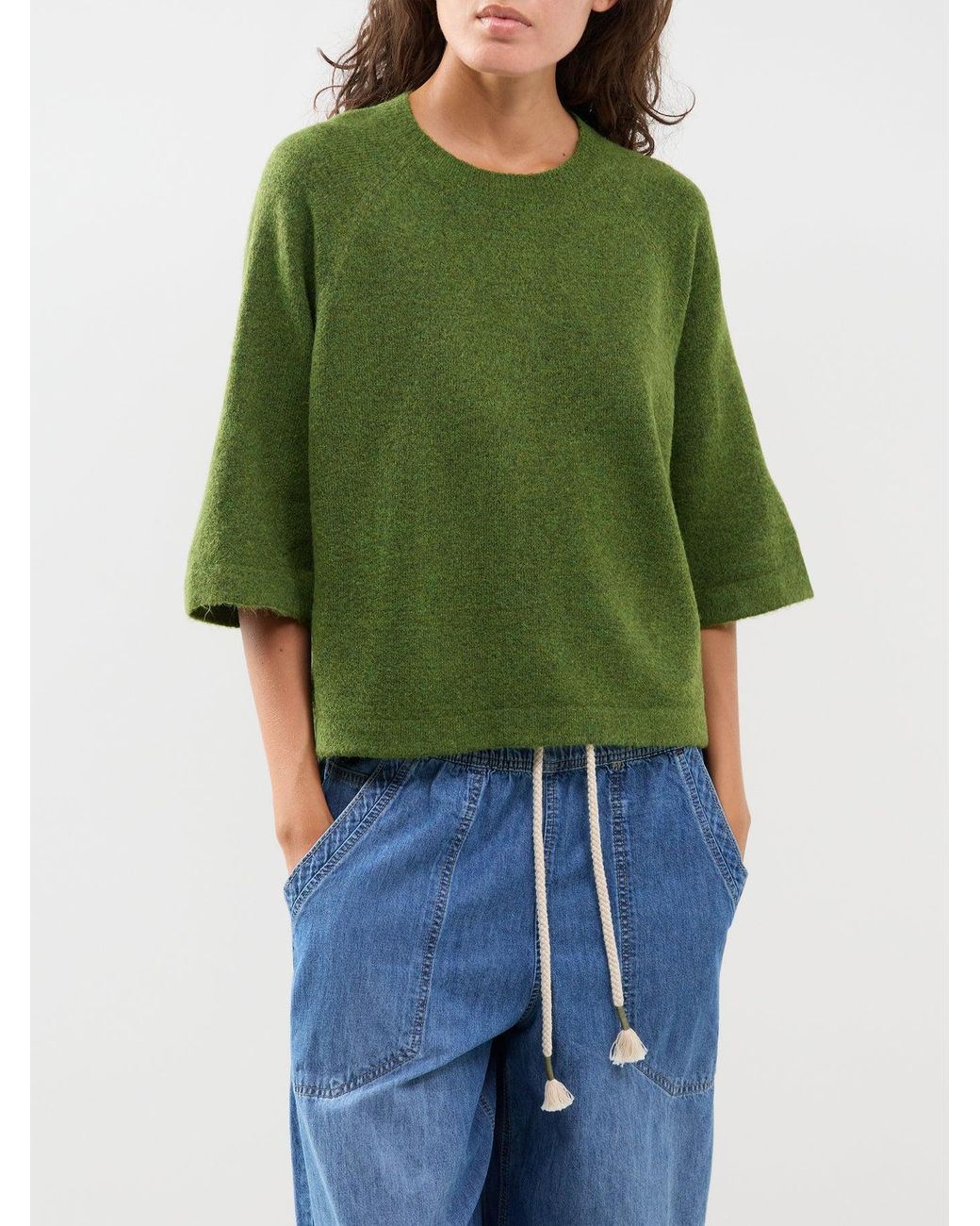 ONLY Green Simni Three Quarter Sleeve Knitted Jumper
