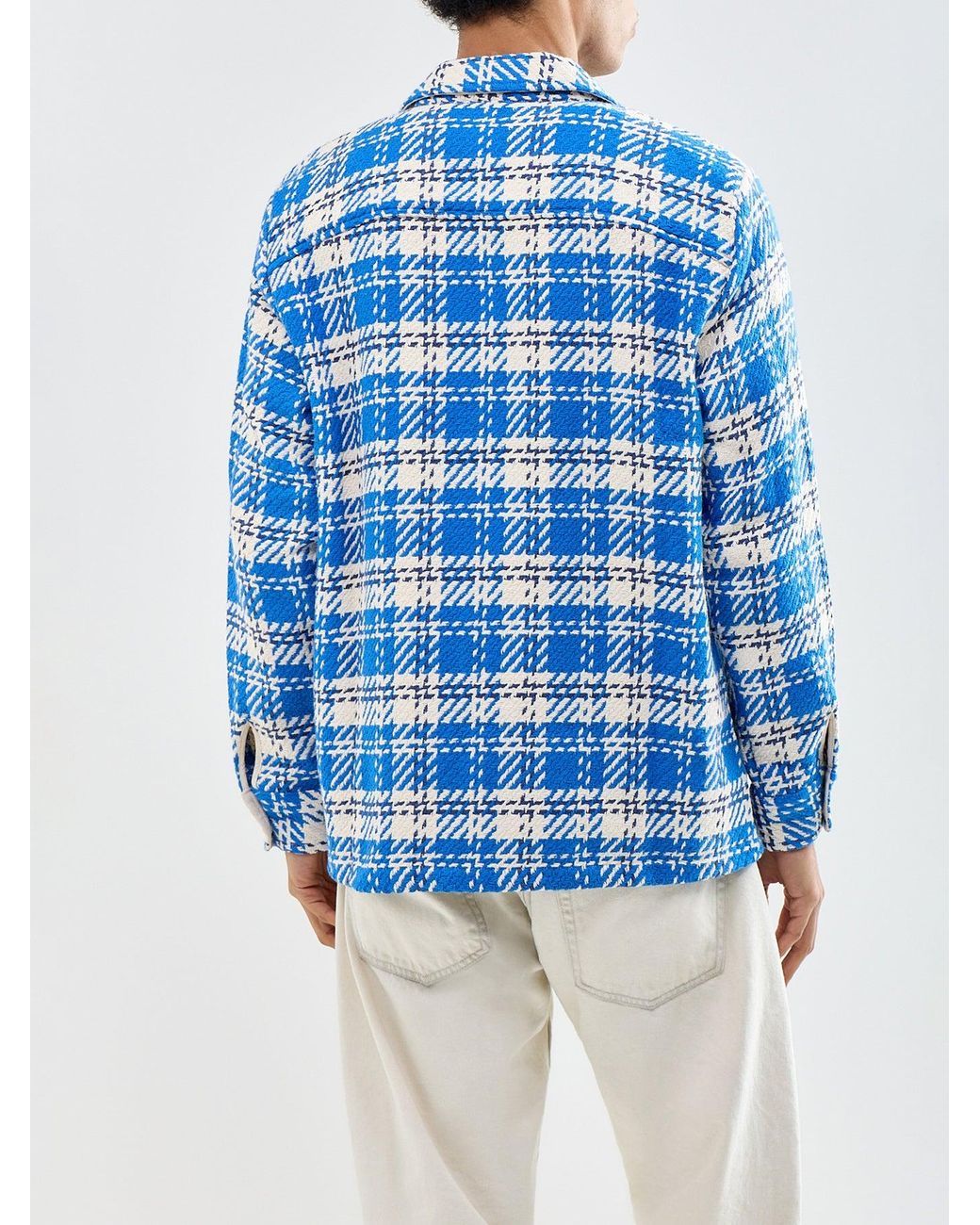 Wax London Blue Whiting Check Overshirt for men