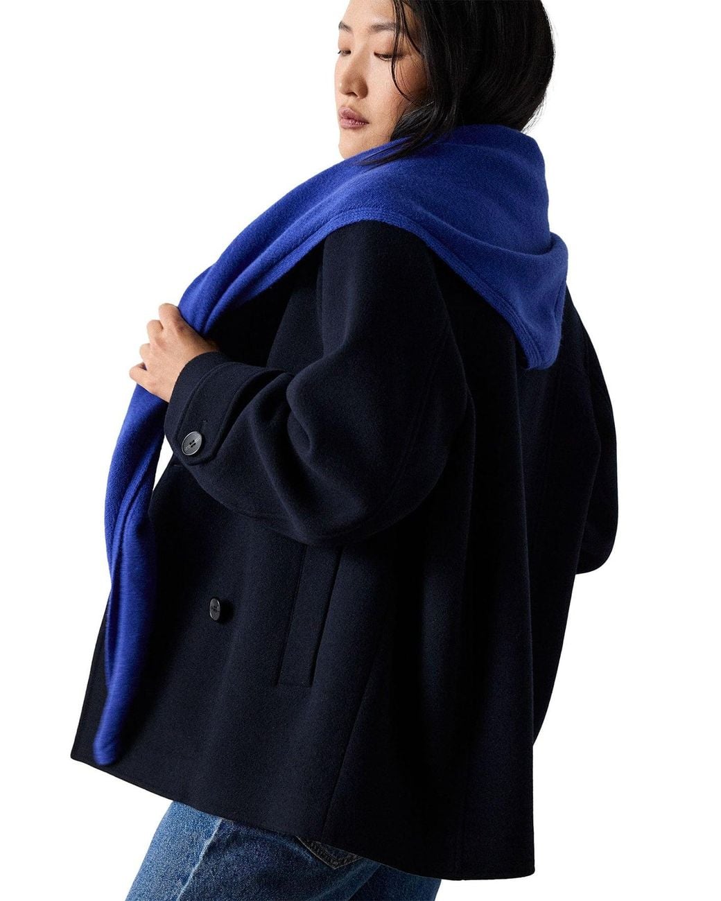 Whistles Blue Double Breasted Pea Coat