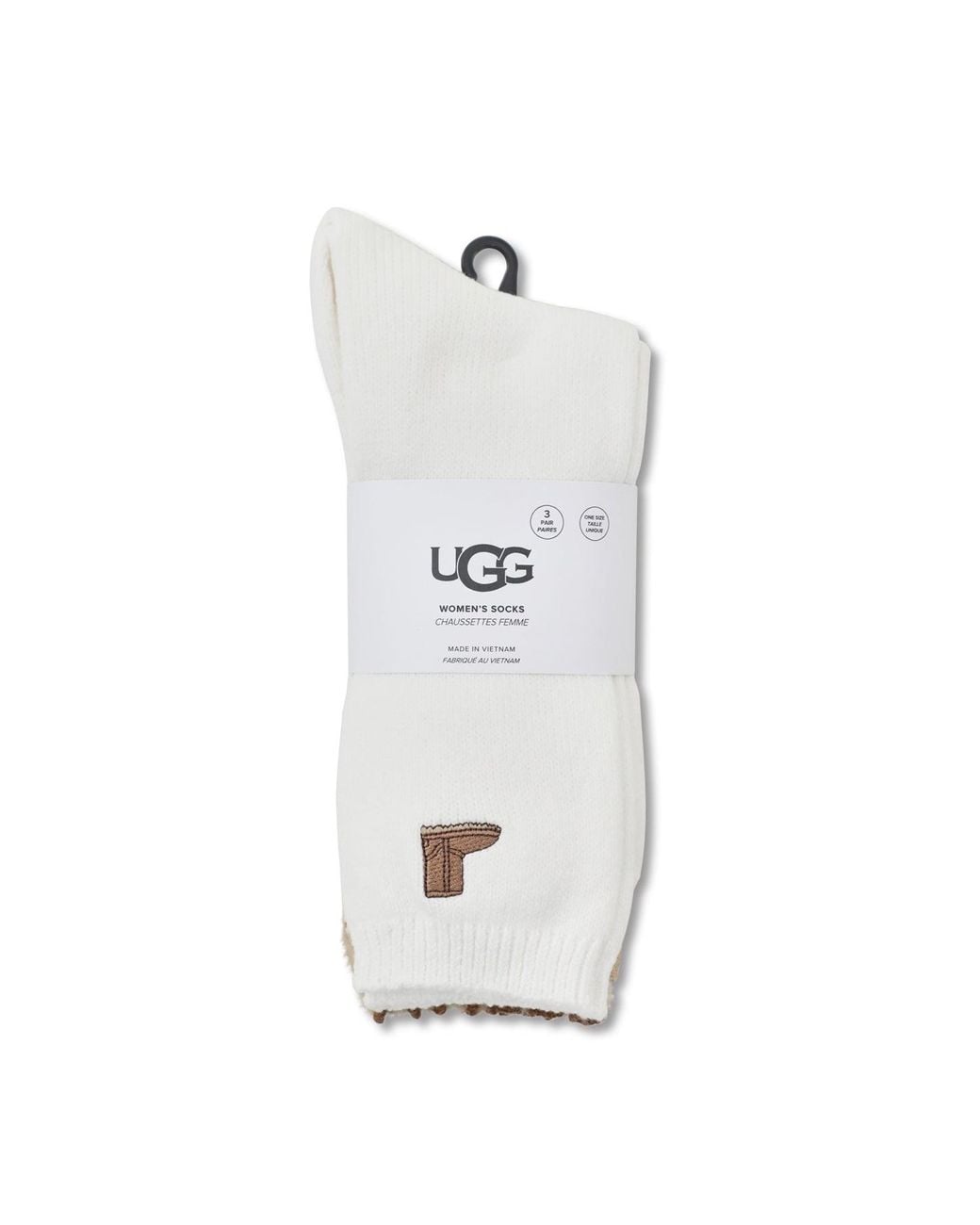 Ugg White Classic Crew 3-Pack Socks