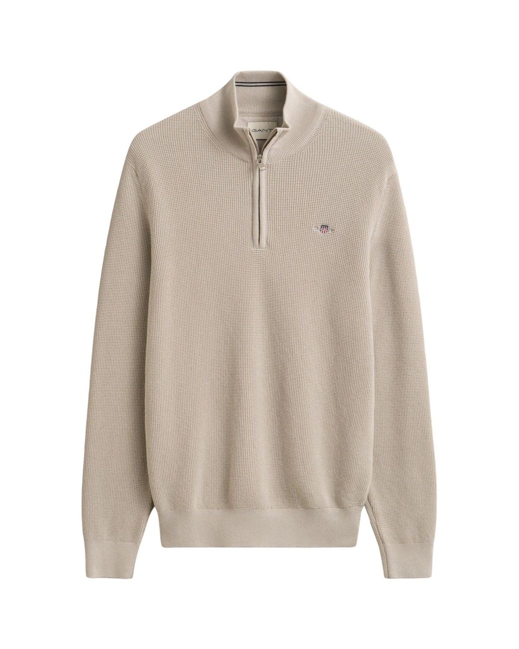 Gant Natural Micro Textured Half Zip Jumper for men