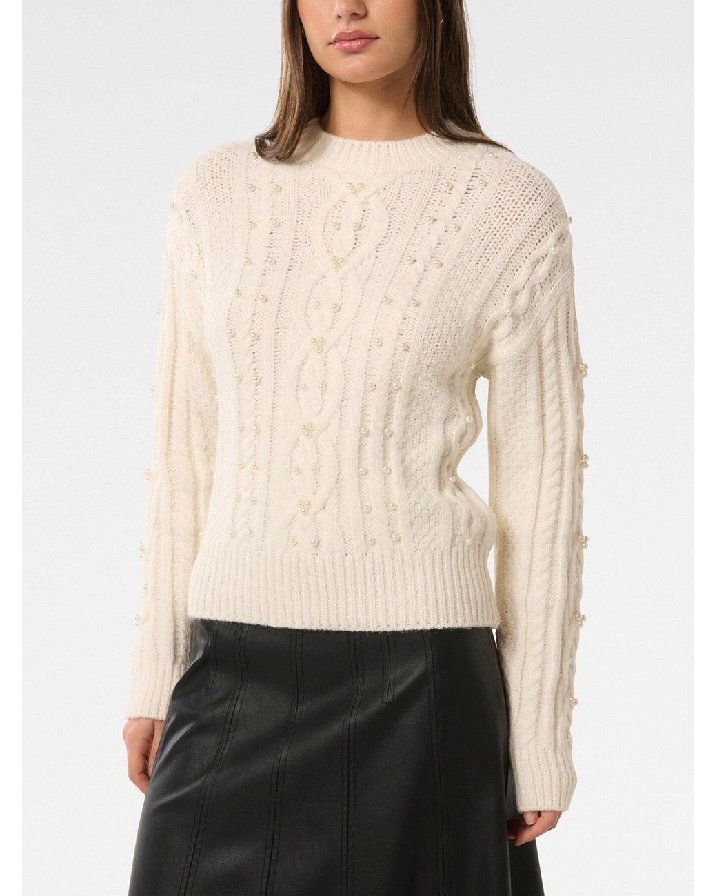 Forever New White Women's Marie Pearl Embellished Sweater