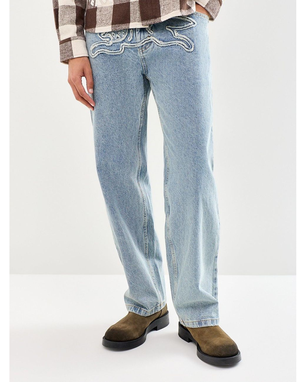 ICECREAM Blue Applique Running Dog Double Scoop Jeans for men
