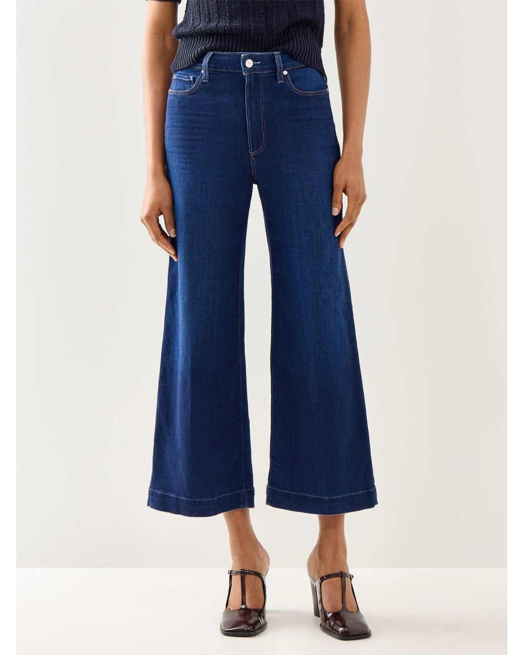 PAIGE Blue Anessa Crop Wide Leg Jeans