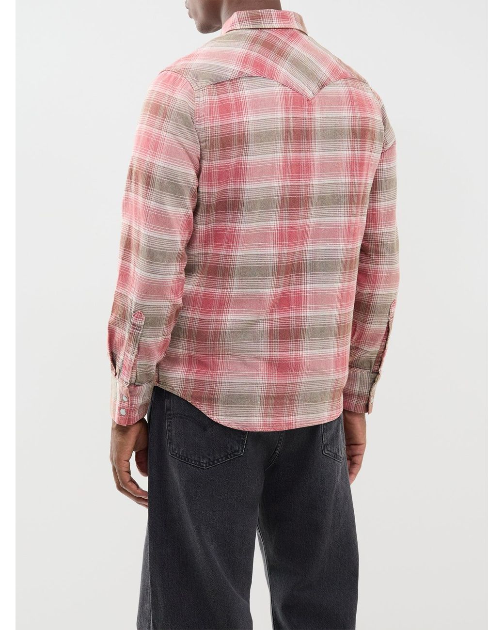 Levi's Pink Barstow Western Standard Check Flannel Shirt for men