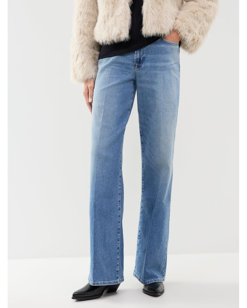 7 For All Mankind Blue Blend Lotta Wide Leg Jeans