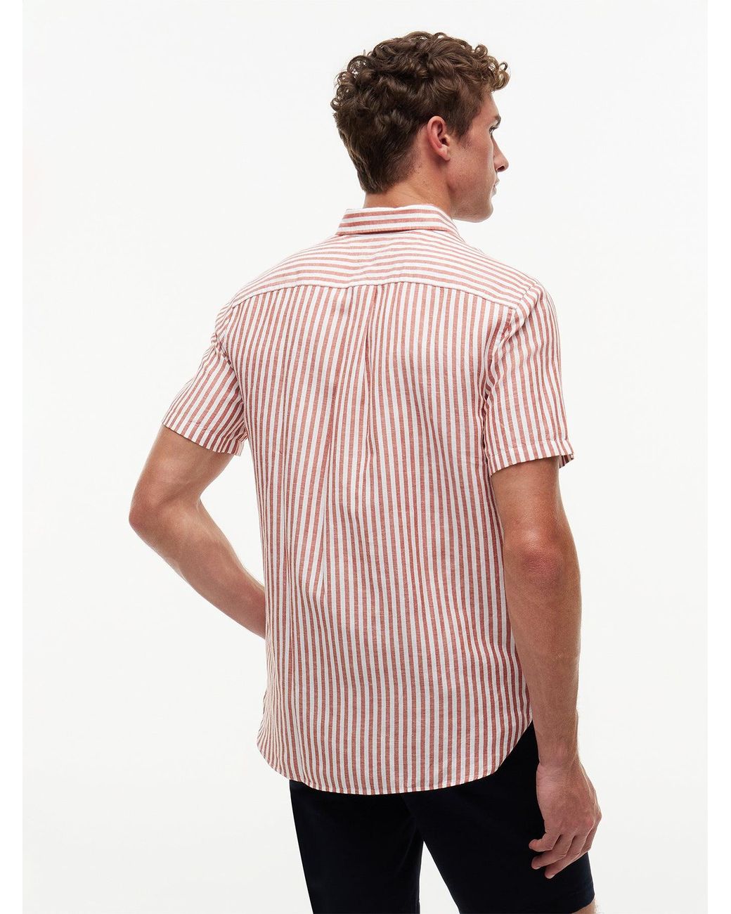 Tommy Hilfiger Pink Regular Blend Bengal Stripe Short Sleeve Shirt for men
