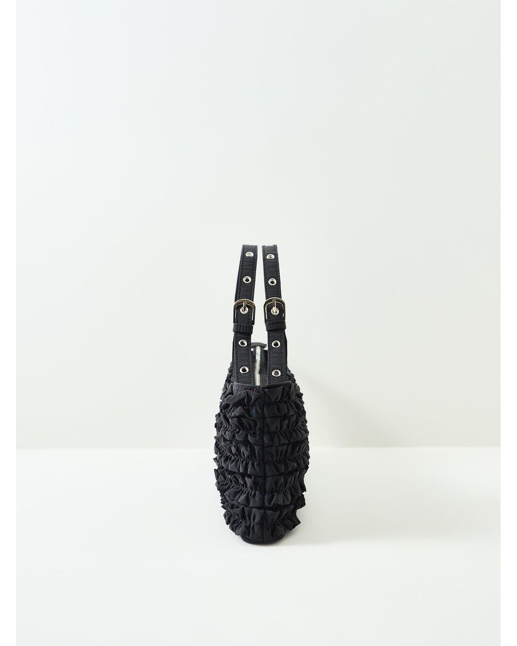 Damson Madder Black Sophia Ruffle Tote Bag